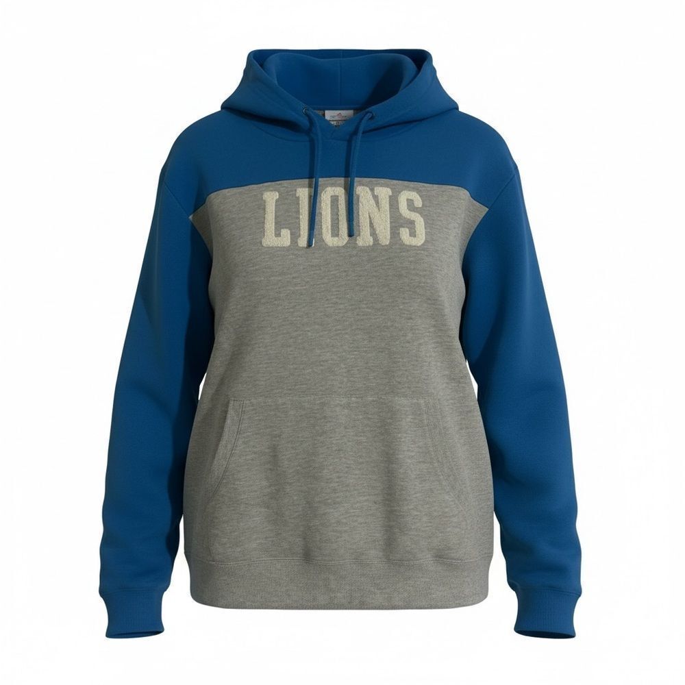 Blue and Gray Hoodie with LIONS Print